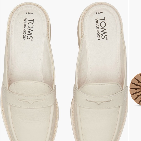 NWT TOMS Women's Cream Cara Mules with Tan Sole - Picture 2 of 6